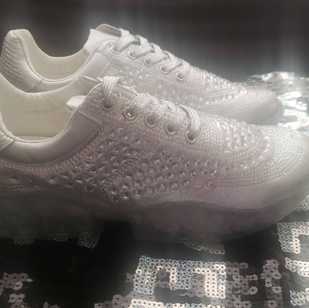 Atalina Silver Bling Fashion Sneakers - Picture 8 of 9